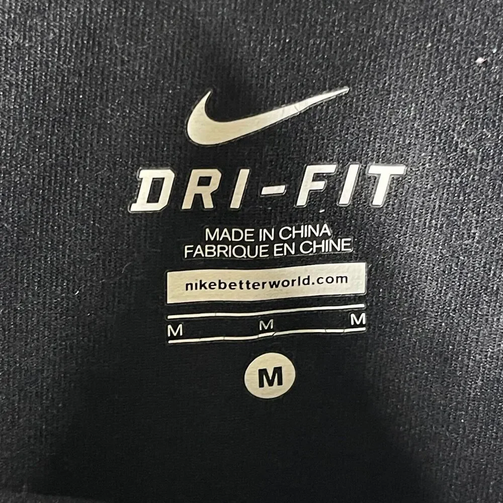Nike Dri-Fit Top Women's Medium Black Nylon‎ Stretch Logo Raglan Sleeve 1/2 Zip